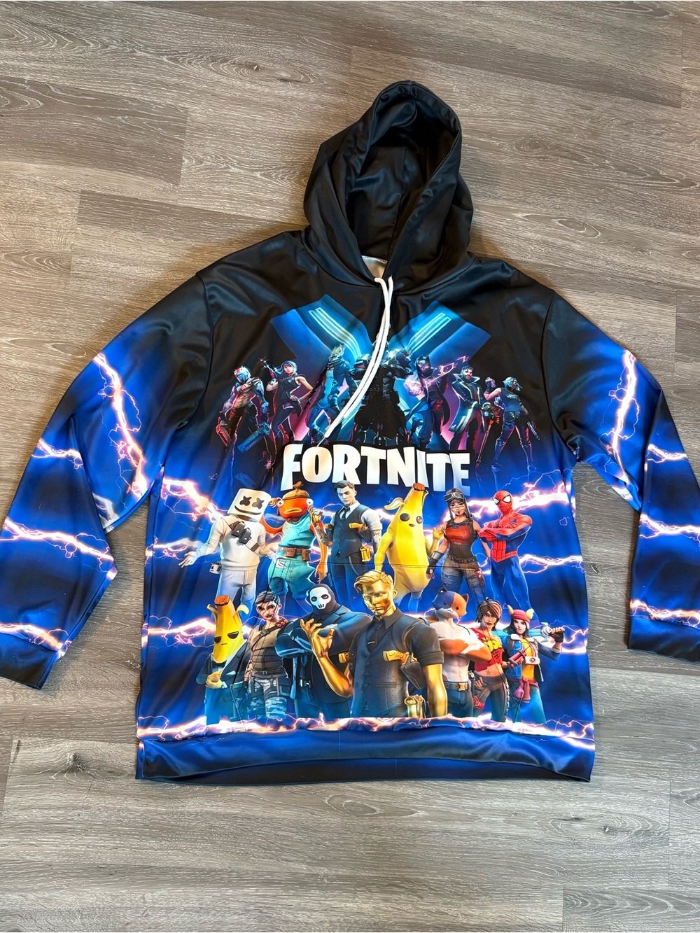 Fortnite Graphic Pullover Hoodie 2XL Blue Black Gaming Characters